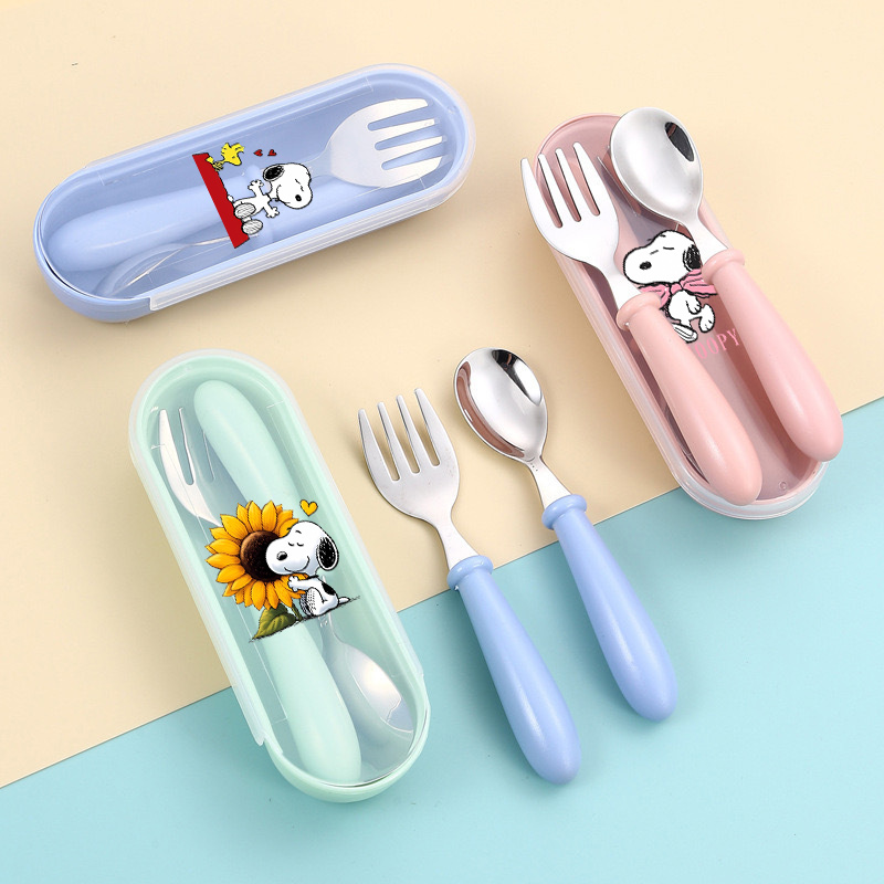 Kids Outdoor Kitchen Set - Snoopys Stainless Steel Tableware Cartoon Cutlery