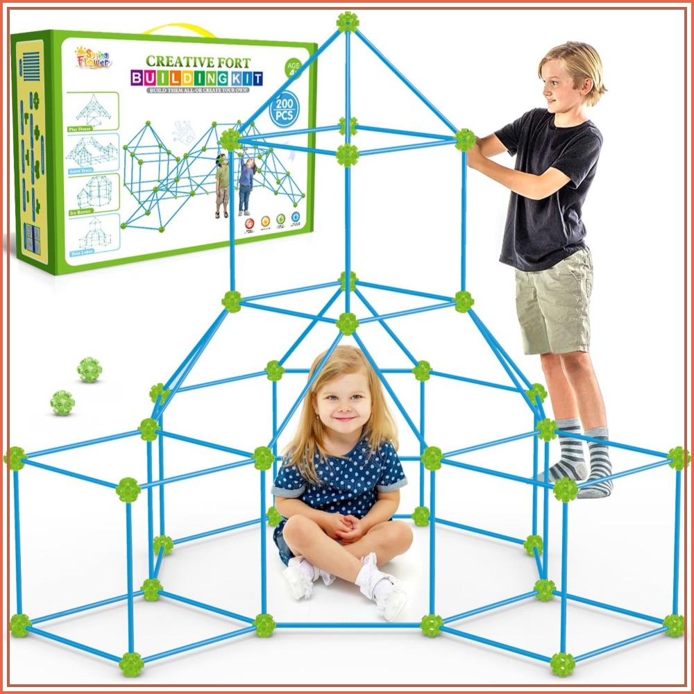 Kids Outdoor Toys - 200 Pcs Fort Building Kit for