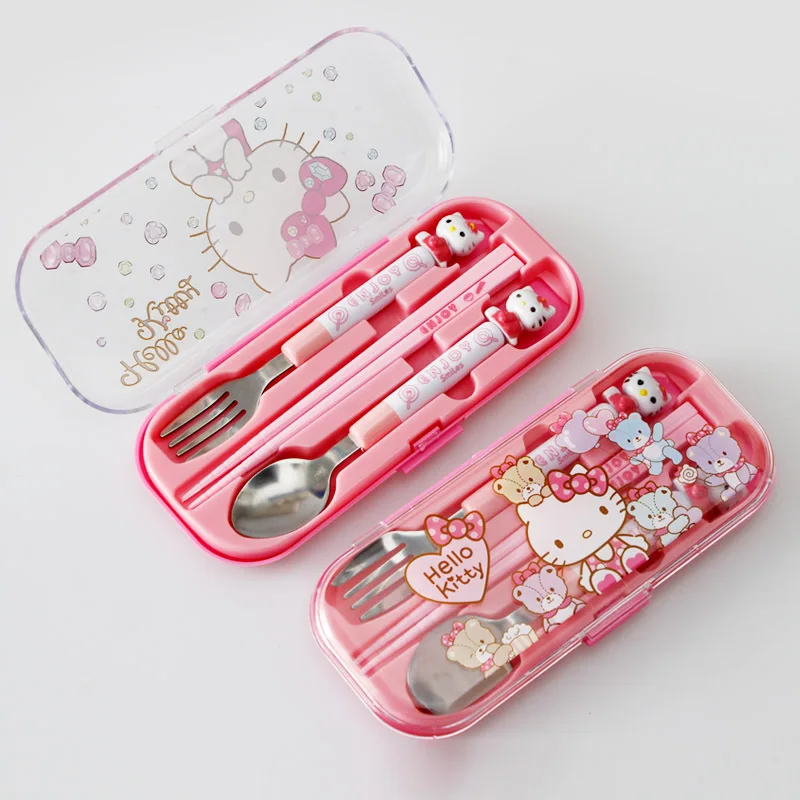 Kids Outdoor Kitchen Set - Kawaii Hello Kitty Children Chopsticks Fork