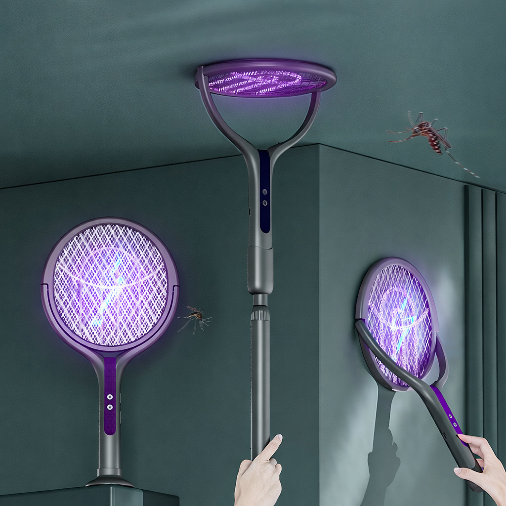 Bug Catching Kit - Rotating Mosquito Head Bug Zapper Racket