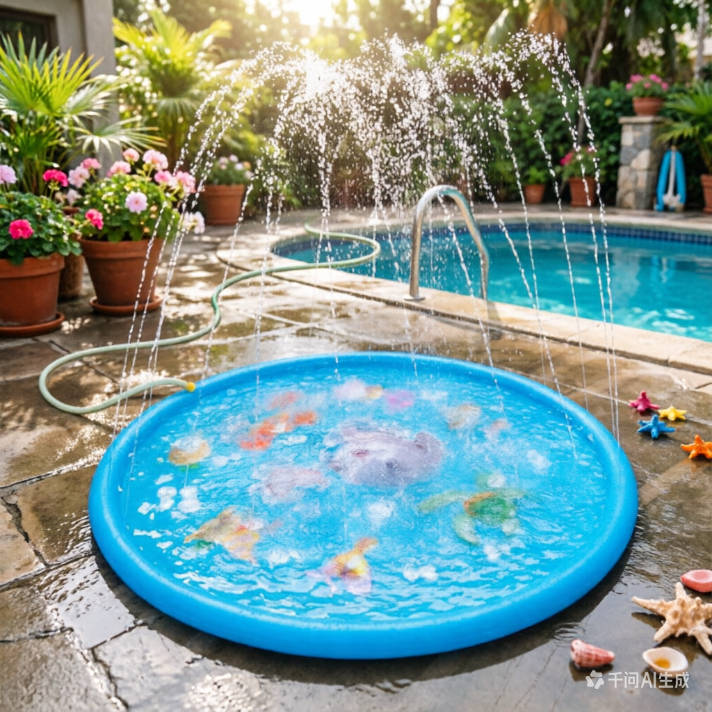 Kids Outdoor Mat - Large Round Water Spray Mat, Colorful