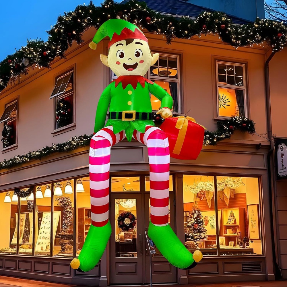 Kids Outdoor Equipment - 8FT Christmas Inflatables Sitting Elf Decoration