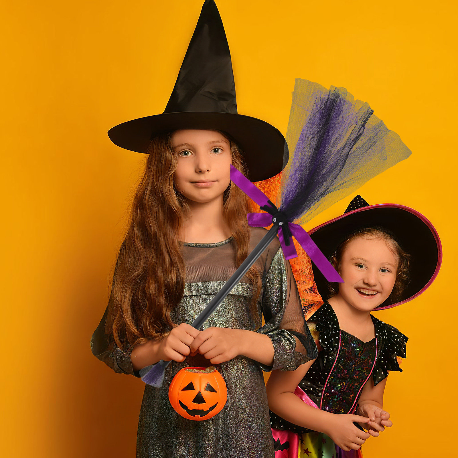 Kids Outdoor Broom - Halloween Witch Broomstick Mini Lightweight Plastic