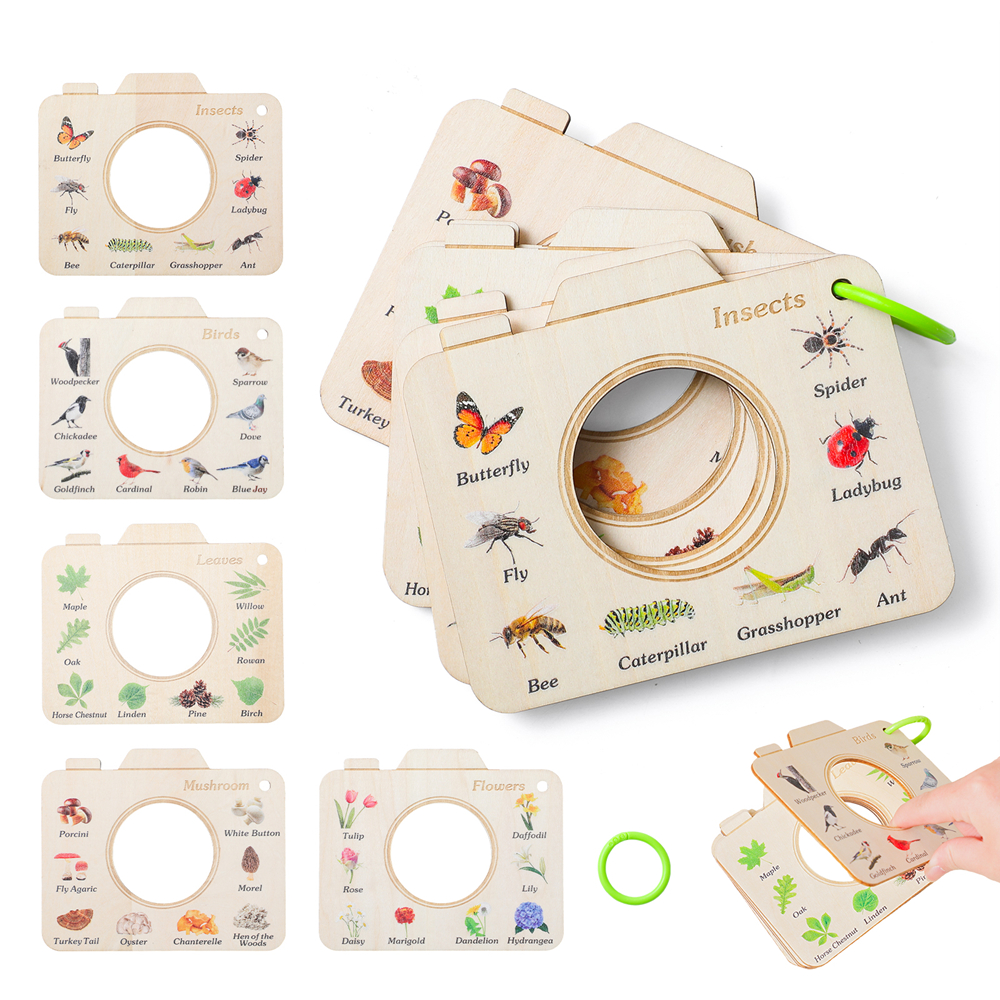 Kids Outdoor Entertainment - Wooden Camera Shape Nature Cognitive Book