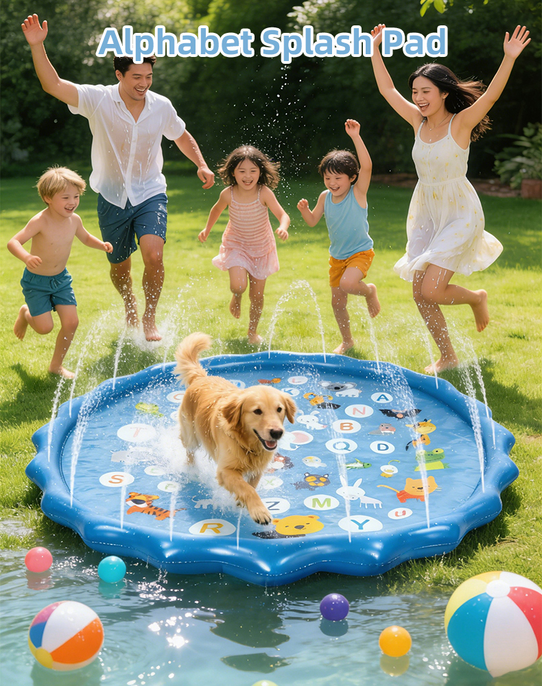 Kids Outdoor Mat - Alphabet Inflatable Water Sprinkler Pad Kids