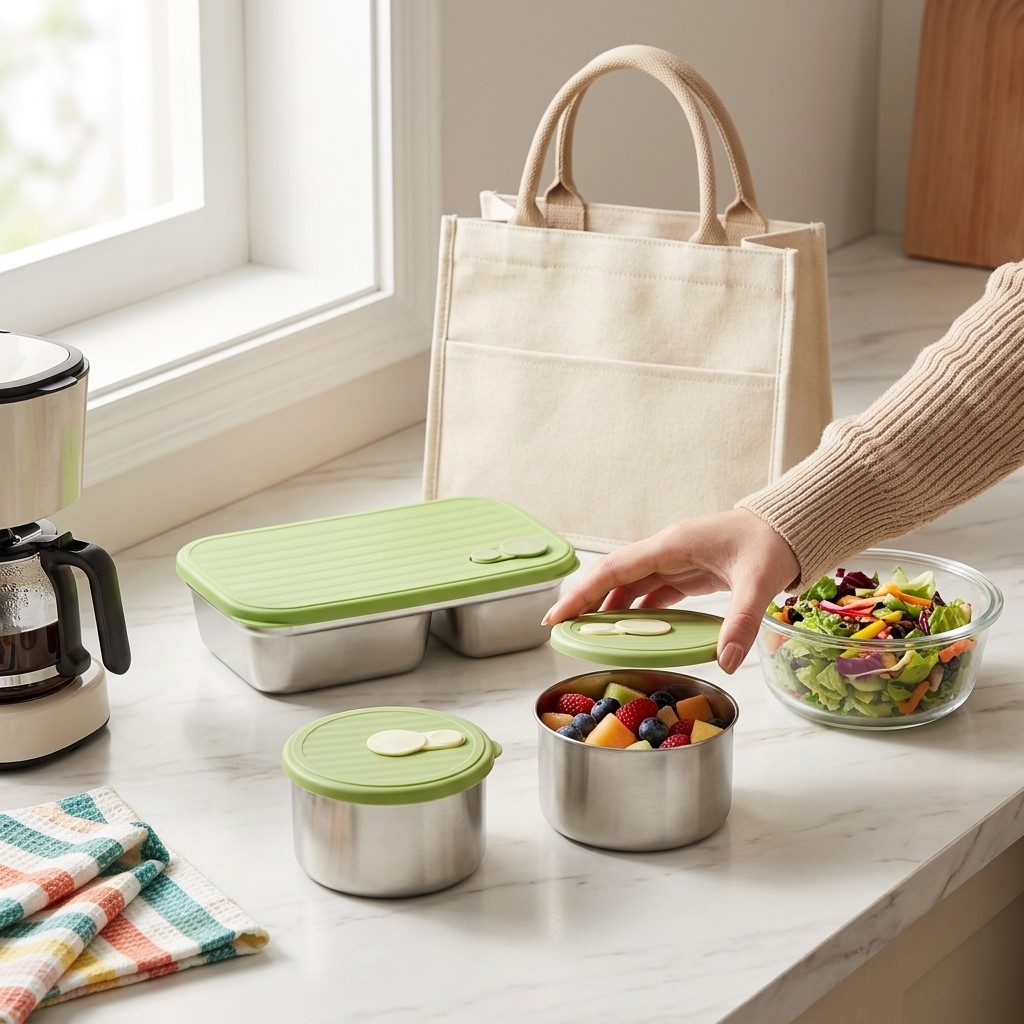 Kids Outdoor Kitchen Set - Microwave Safe 304 Stainless Steel Bento