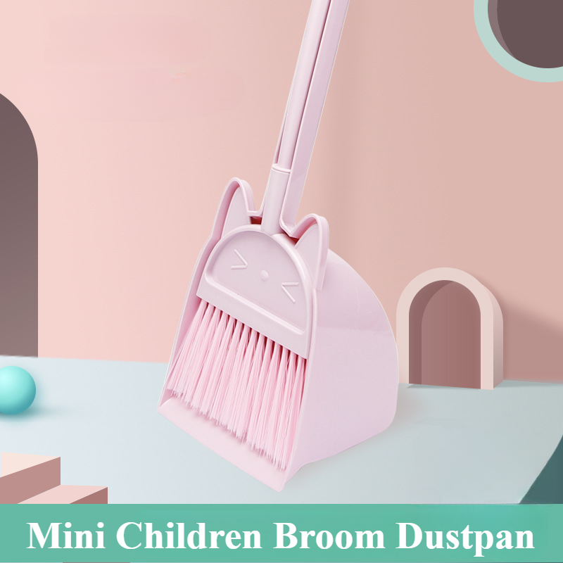 Kids Outdoor Broom - Cartoon Cat Mini Kids Broom Dustpan