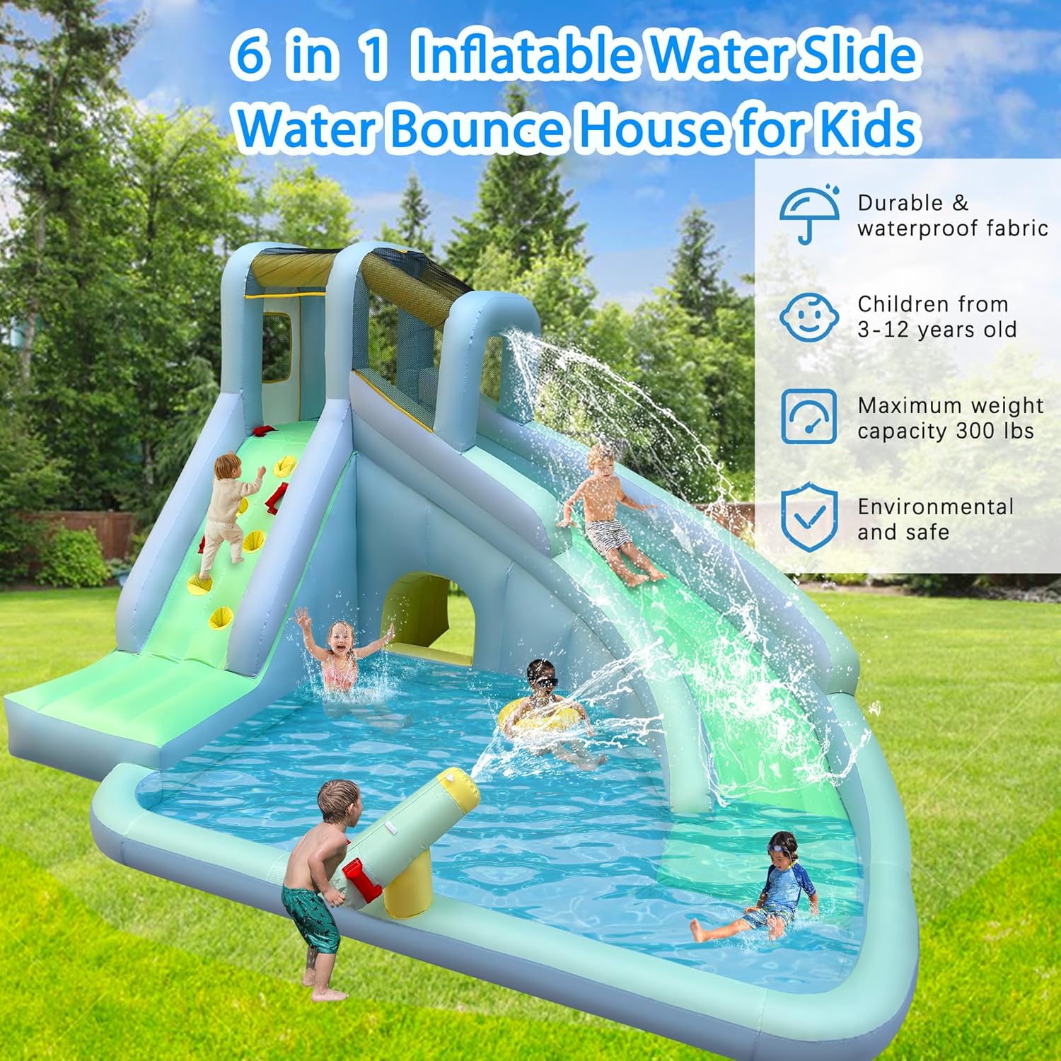 6-in-1 Inflatable Kids Bounce  - Kids Outdoor Water Park recension och pris