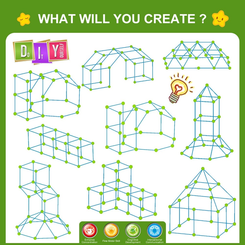 200 Pcs Fort Building Kit for  - Kids Outdoor Toys recension och pris