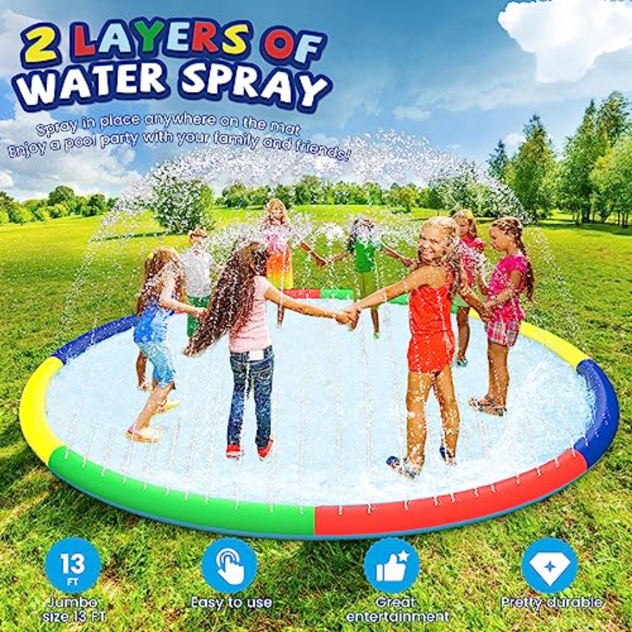 3 FT Large Splash Pad for Ages - Kids Outdoor Water Sprinkler recension och pris