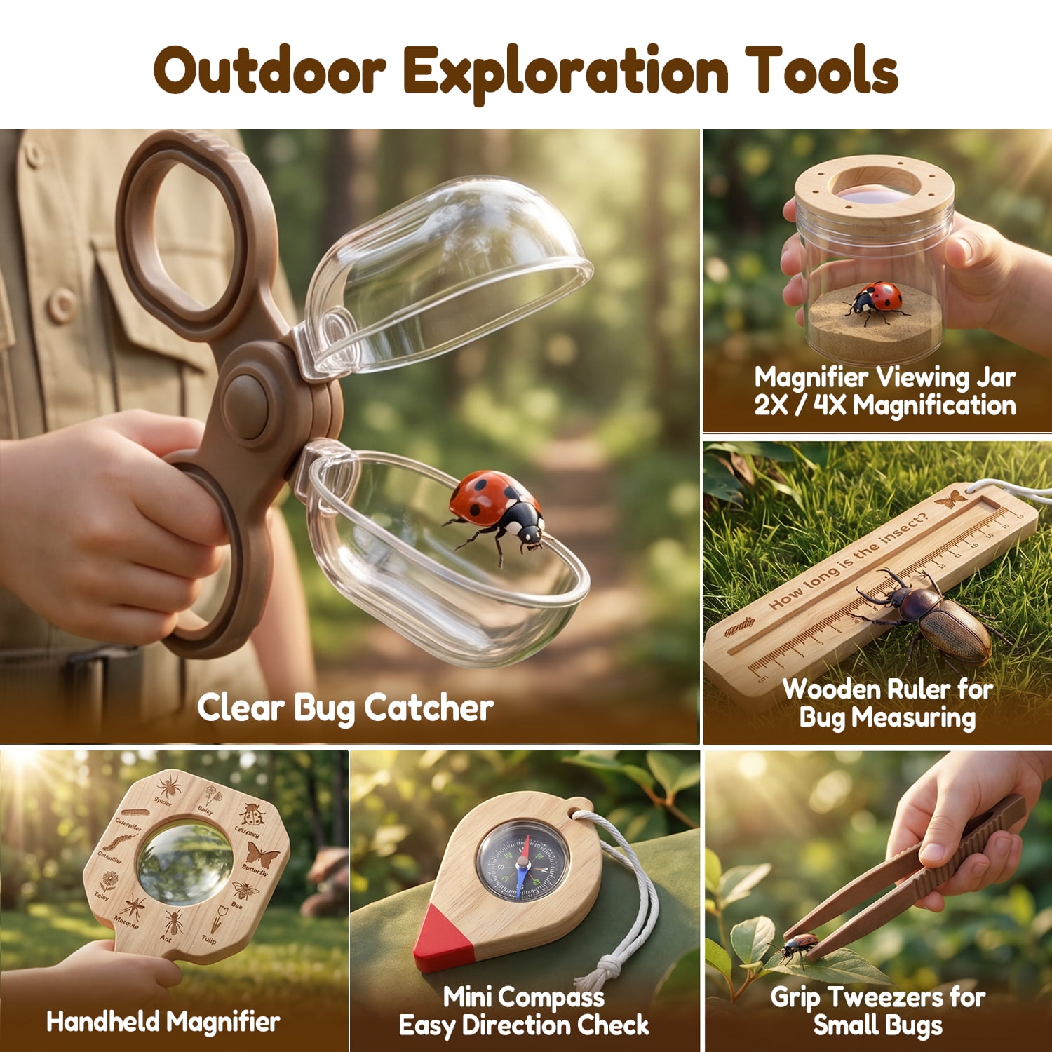 Wooden Bug Catching Kit With T - Kids Outdoor Education recension och pris