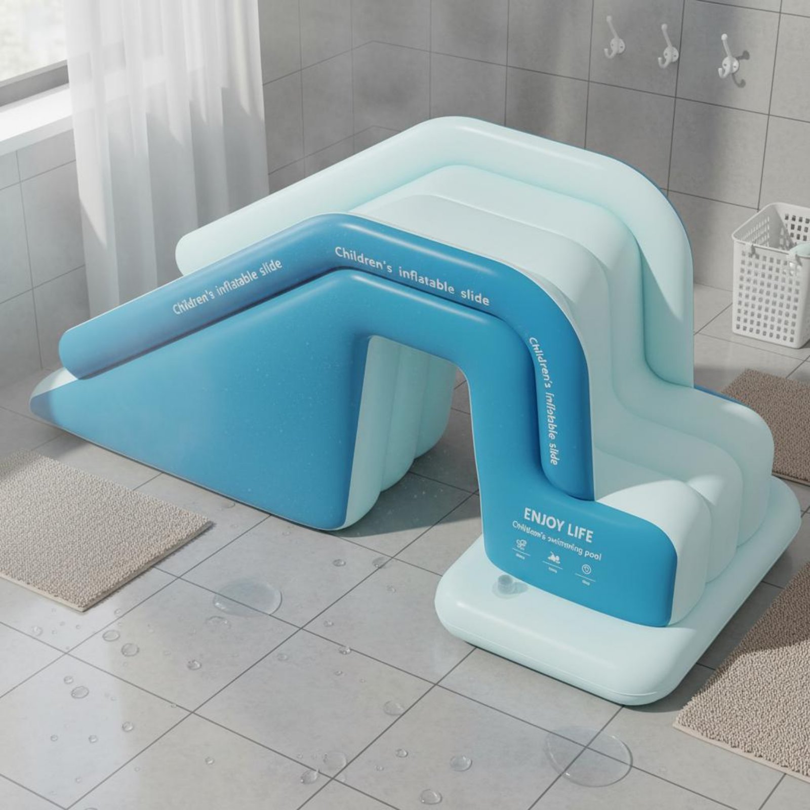 Inflatable Pool Slide Foldable - Kids Outdoor Water Park recension och pris