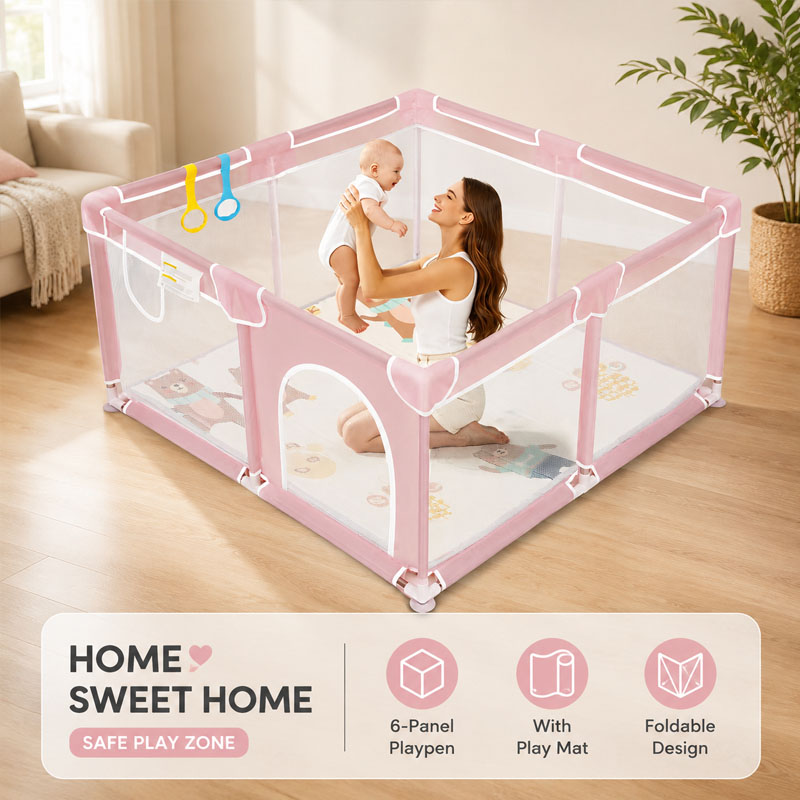 Baby Playpen with Mat Foldable - Kids Outdoor Mat recension och pris