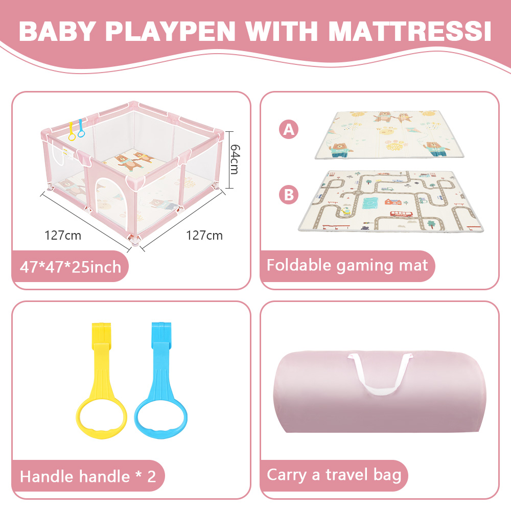 Baby Playpen with Mat Foldable - Kids Outdoor Mat recension och pris