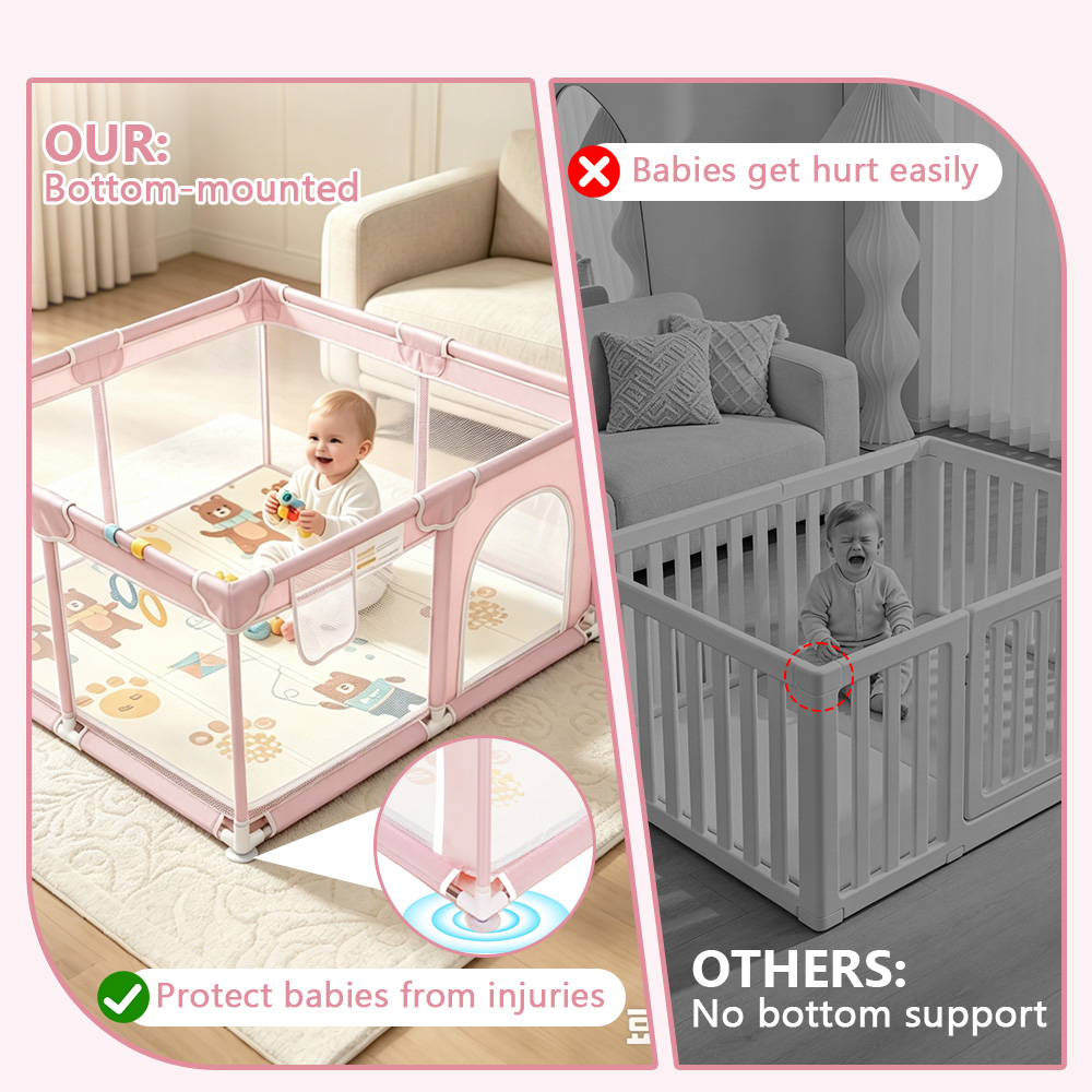 Baby Playpen with Mat Foldable - Kids Outdoor Mat recension och pris