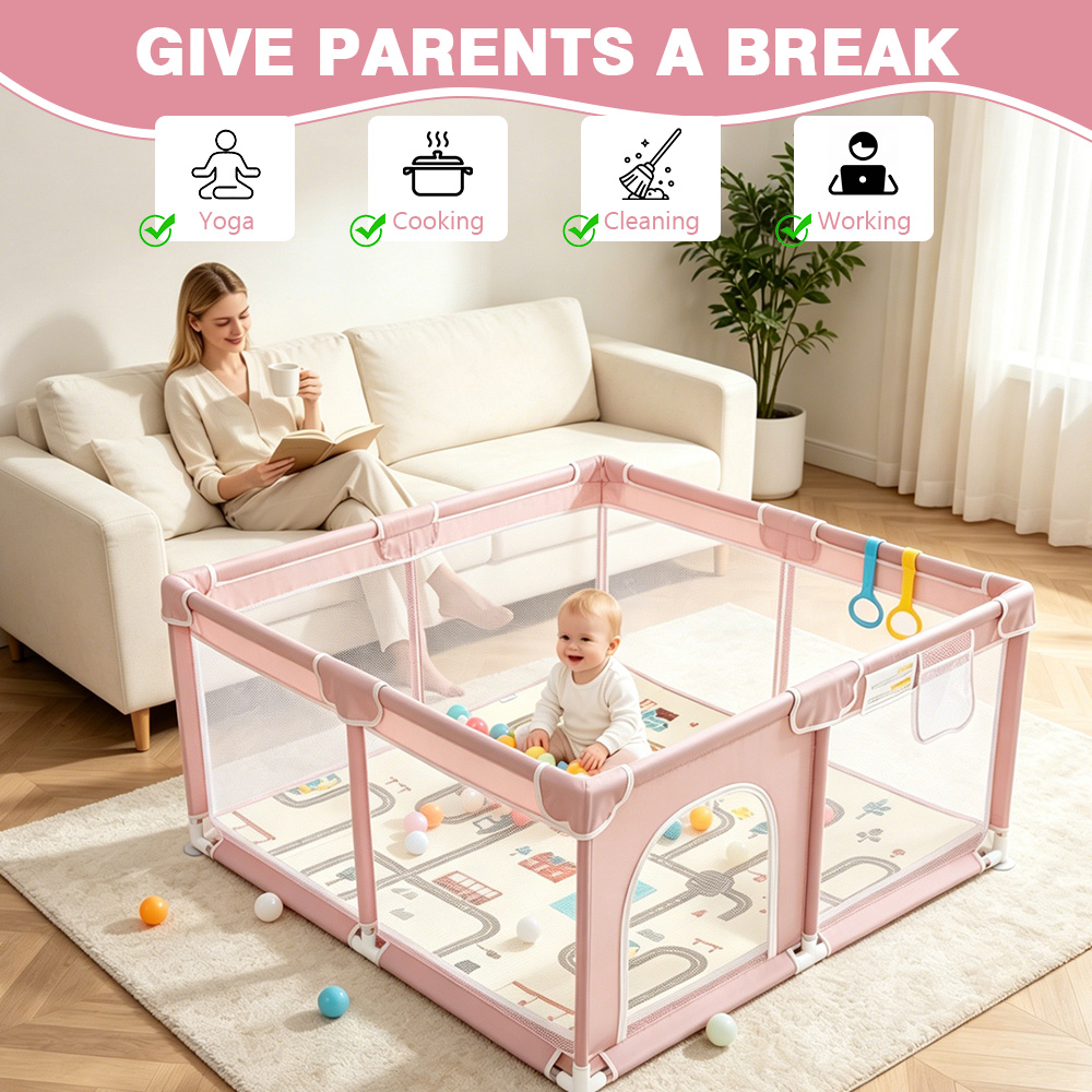 Baby Playpen with Mat Foldable - Kids Outdoor Mat recension och pris