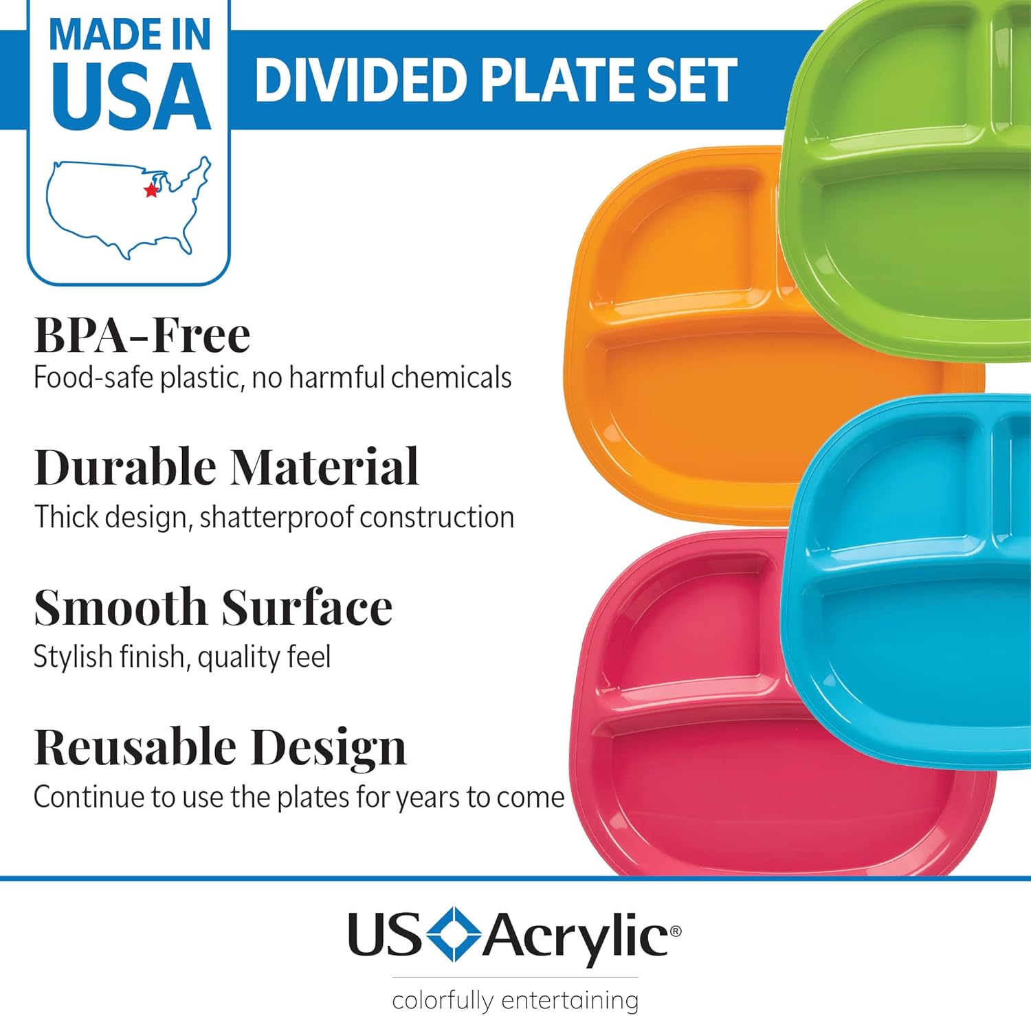 3-Compartment Divided Plastic  - Kids Outdoor Dining Set recension och pris