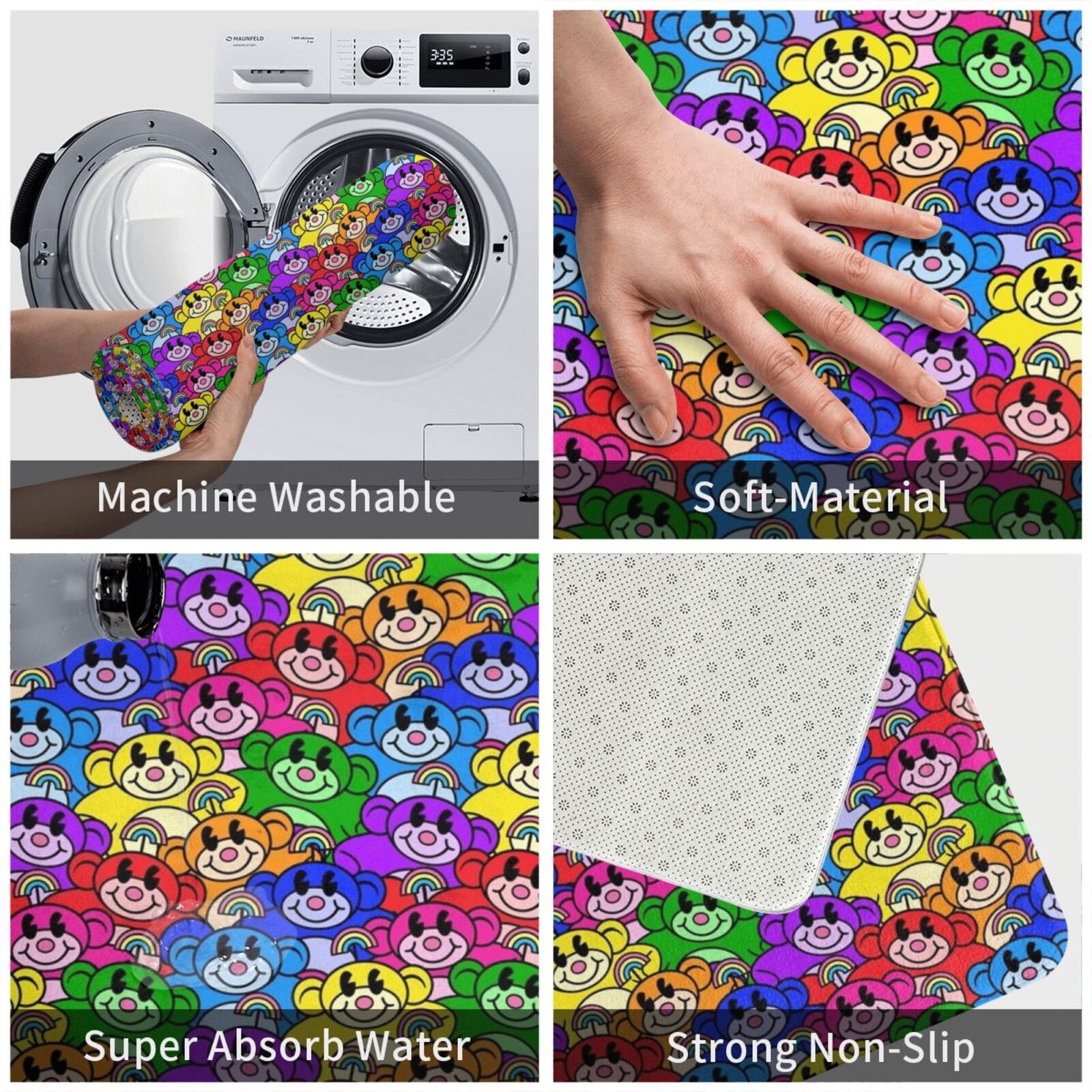 Rainbow Monkeys Carpet Mat Rug - Kids Outdoor Floor Cushions recension och pris