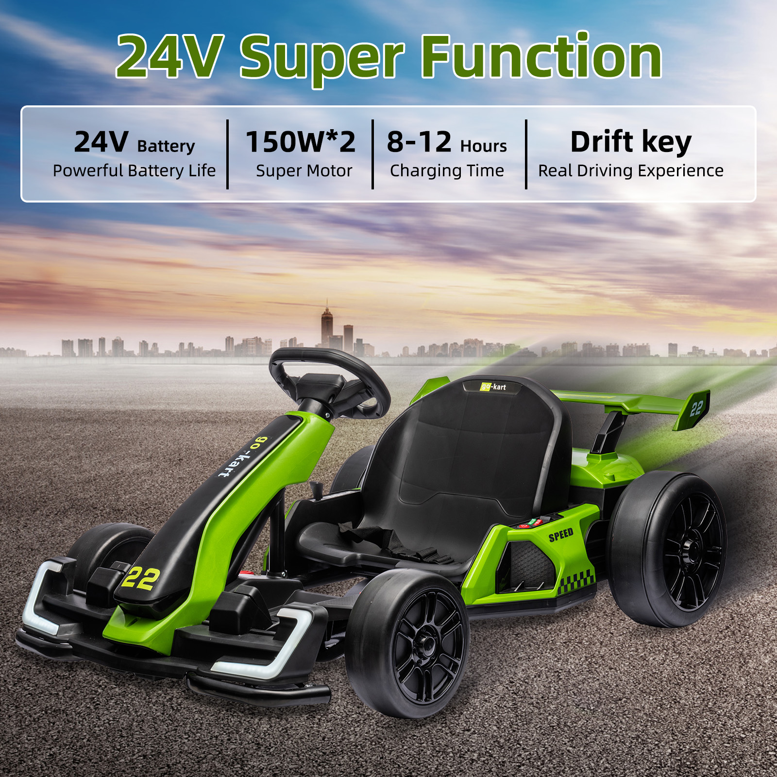24V Kids Electric Go Kart with - Kids Outdoor Entertainment recension och pris