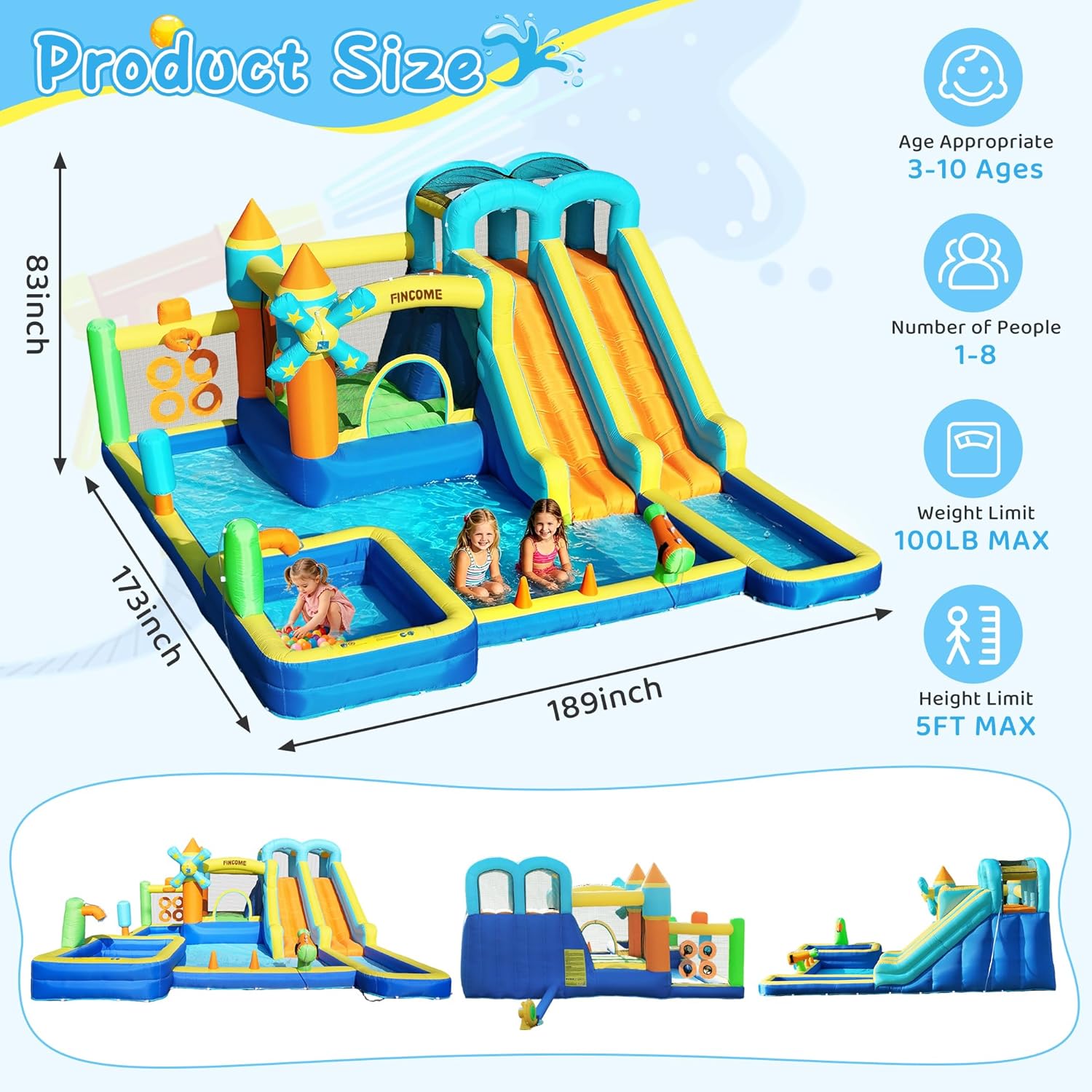 10-in-1 Inflatable Bouncy Cast - Kids Outdoor Water Sprinkler recension och pris