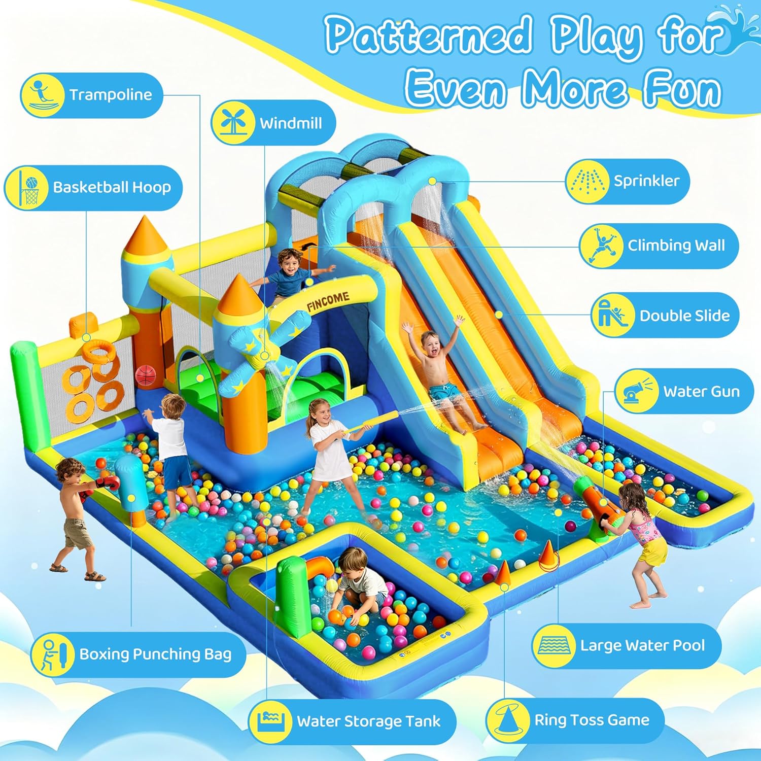10-in-1 Inflatable Bouncy Cast - Kids Outdoor Water Sprinkler recension och pris