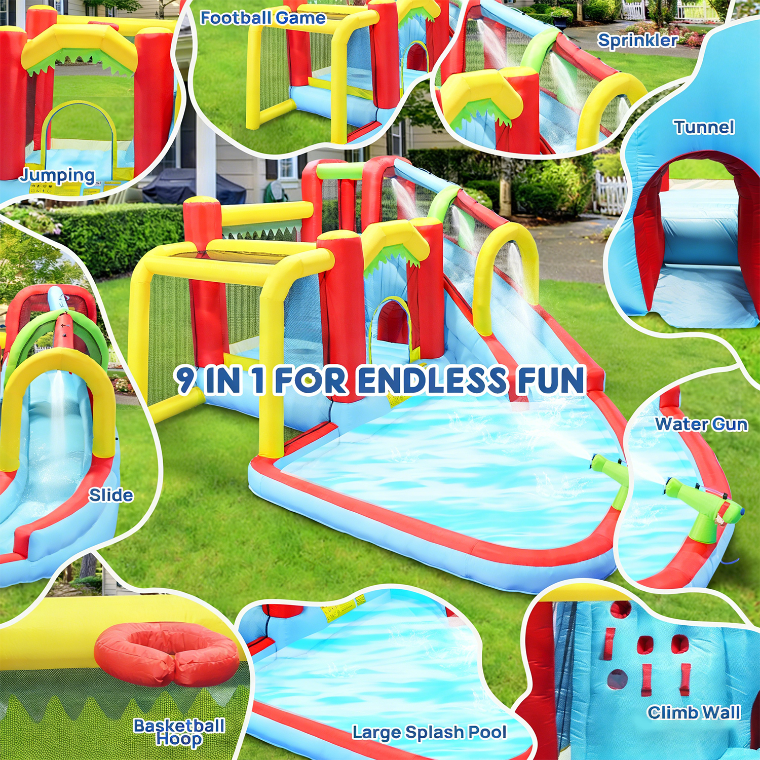 7in1 Inflatable Water Slide Pa - Kids Outdoor Water Park recension och pris