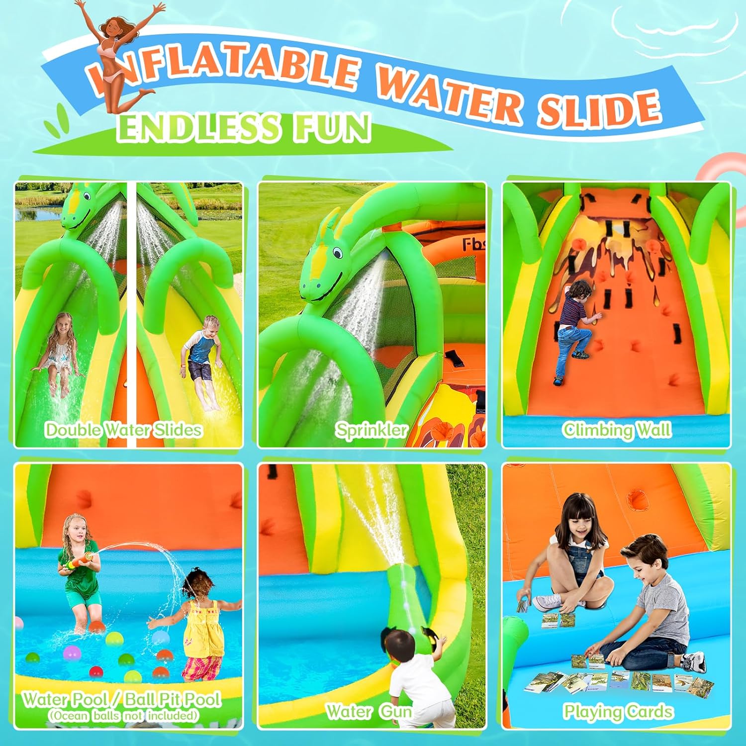 Kids Inflatable Bounce House w - Kids Outdoor Water Park recension och pris