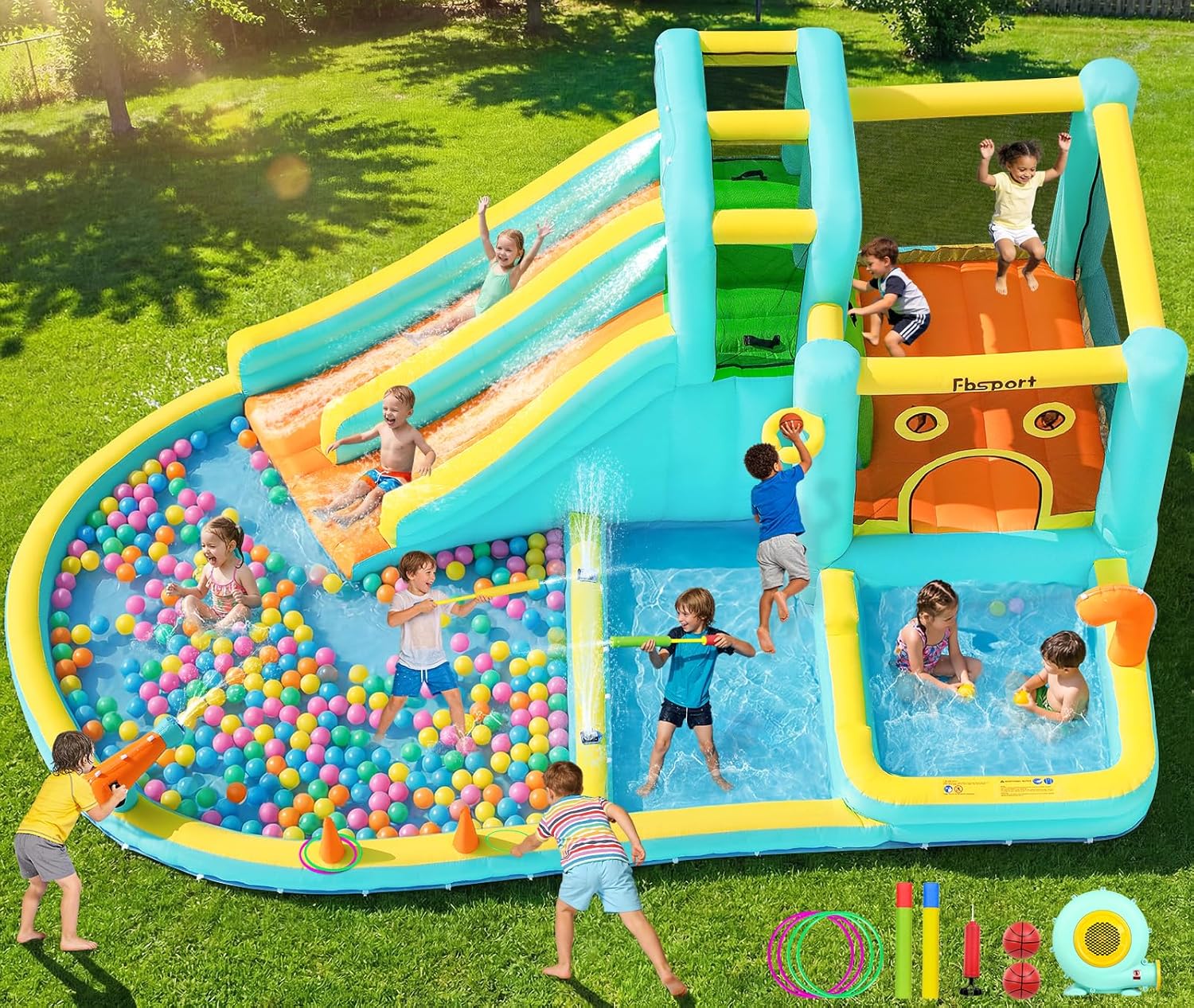 Double Slide Inflatable Water  - Kids Outdoor Water Park recension och pris