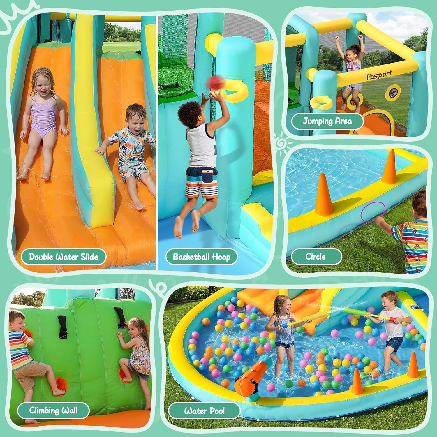 Double Slide Inflatable Water  - Kids Outdoor Water Park recension och pris