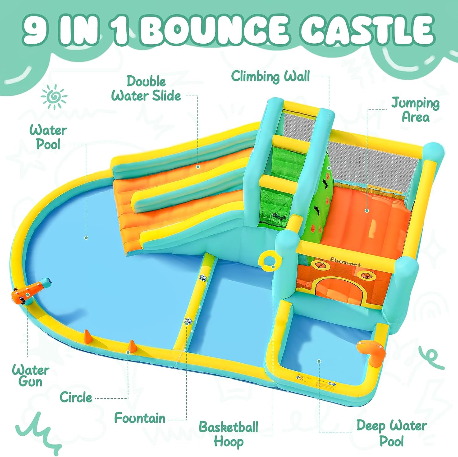 Double Slide Inflatable Water  - Kids Outdoor Water Park recension och pris