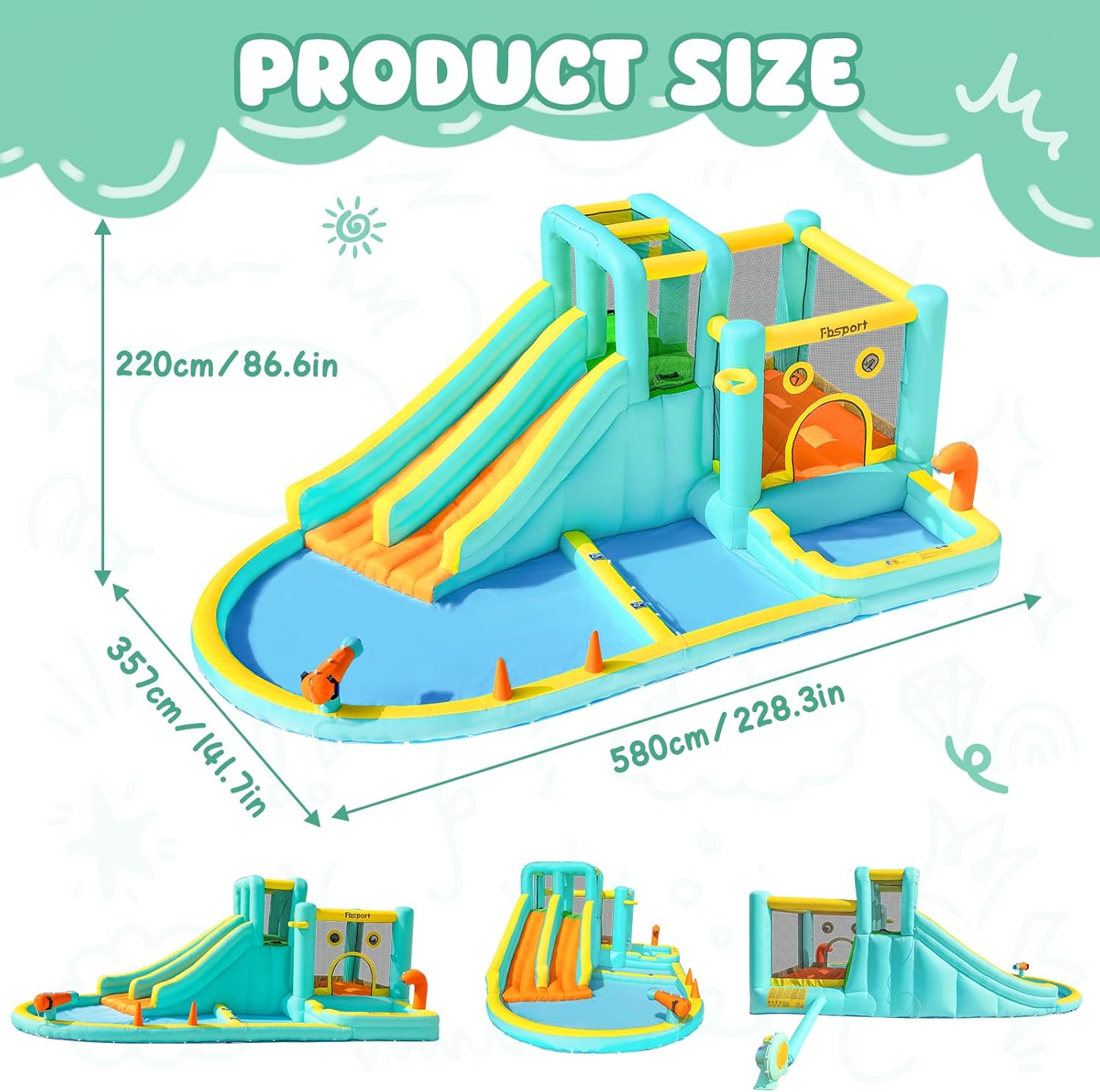 Double Slide Inflatable Water  - Kids Outdoor Water Park recension och pris