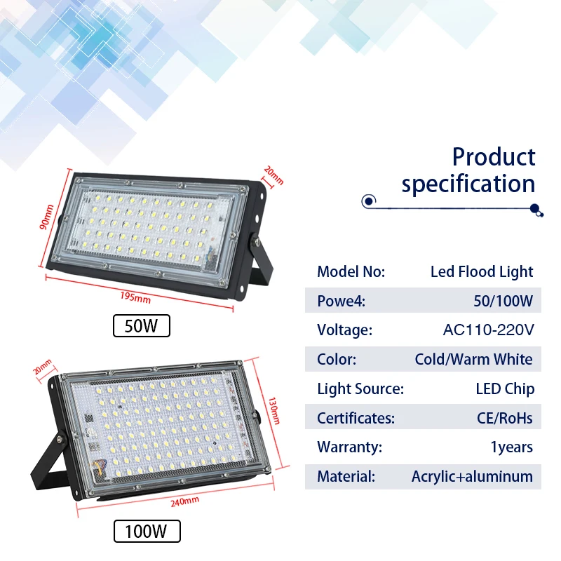 LED Flood Light 50W 100W AC110 - Balance Beam Outdoor recension och pris