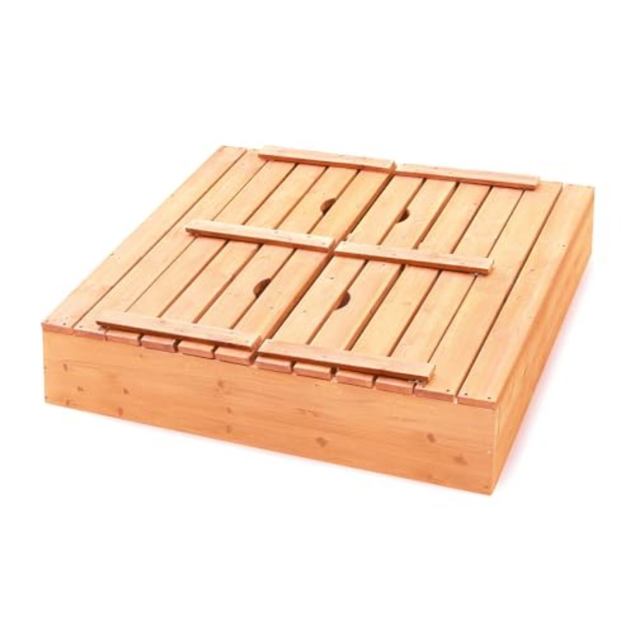 Outdoor wooden sandbox with li - Kids Outdoor Seating recension och pris