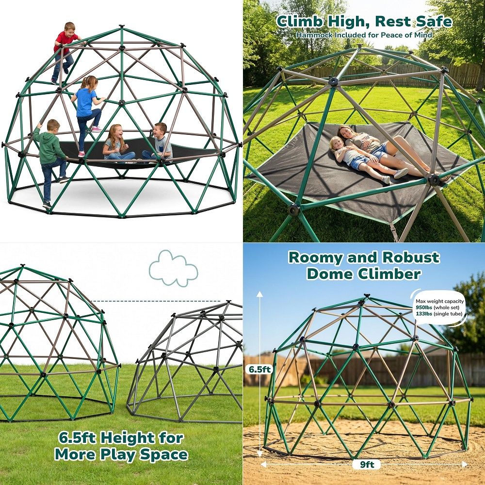 6.5 FT Tall Climbing Dome with - Kids Outdoor Jungle Gym Dome recension och pris