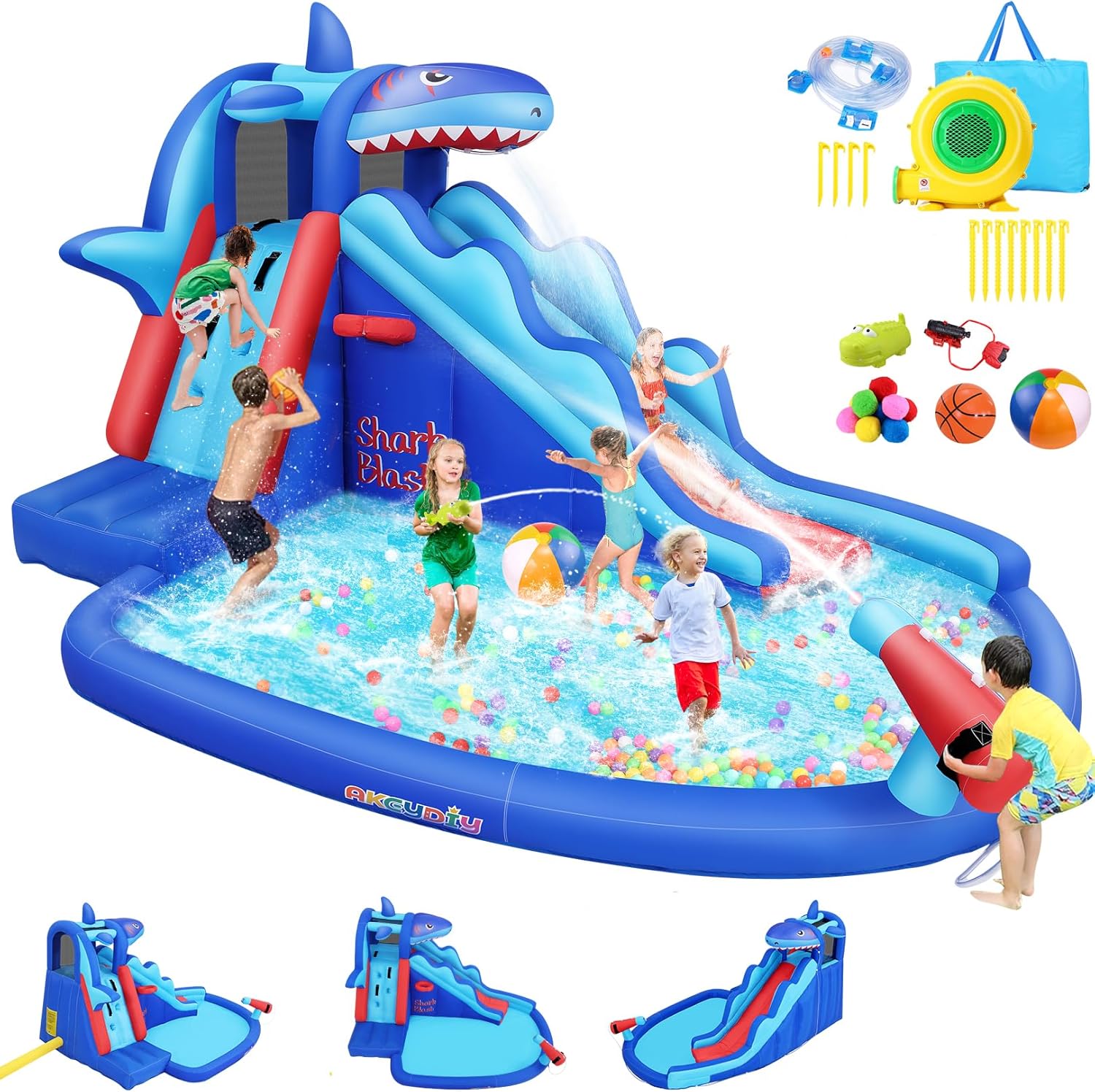 Shark-Themed Inflatable Water  - Kids Outdoor Water Park recension och pris