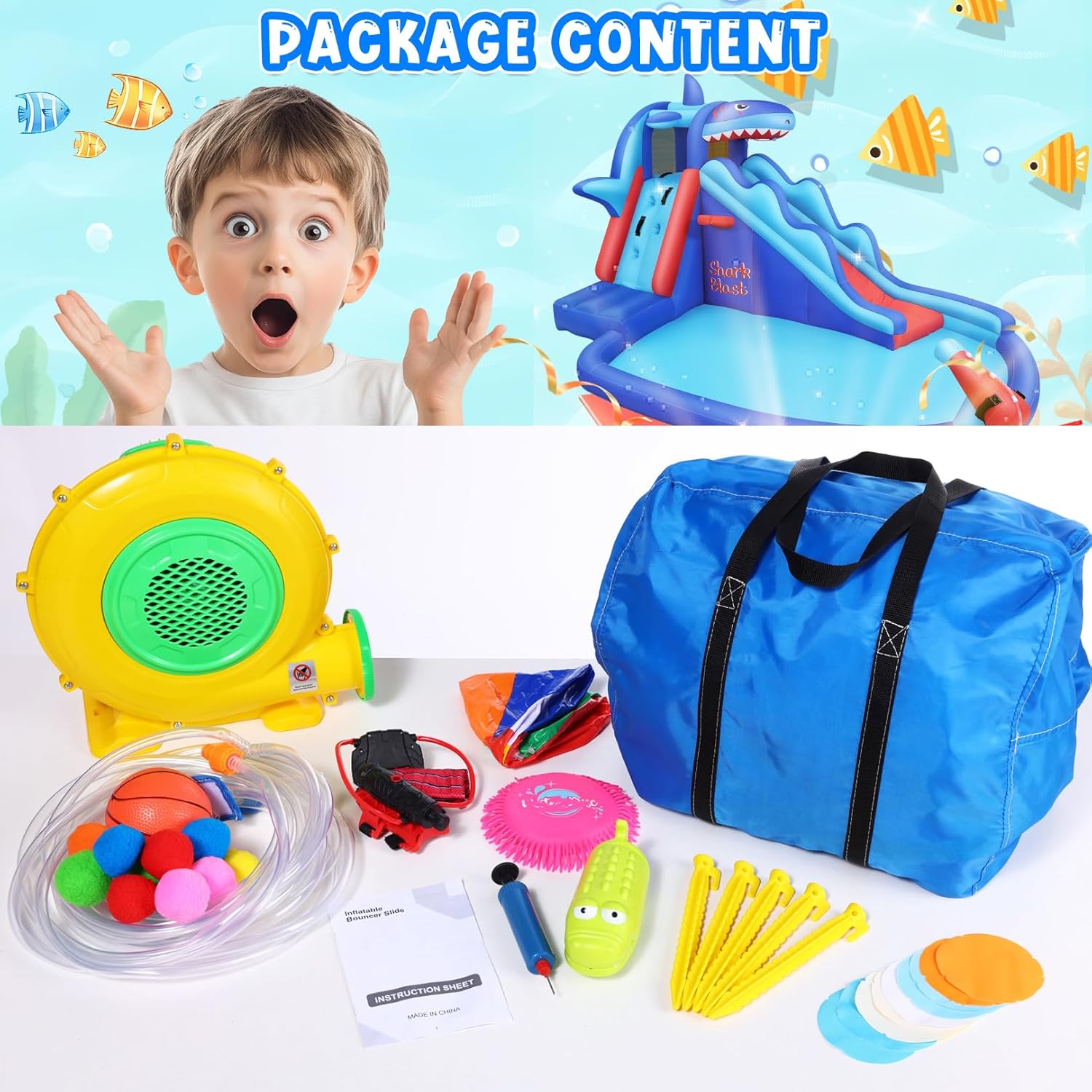 Shark-Themed Inflatable Water  - Kids Outdoor Water Park recension och pris