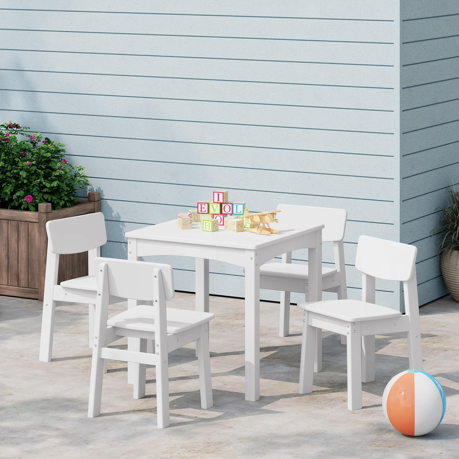Kids 5-Piece HDPE Dining Table - Kids Outdoor Dining Set recension och pris
