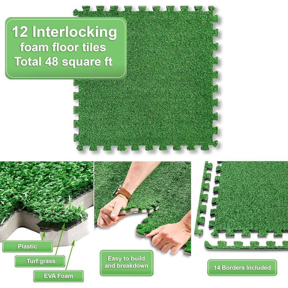 12-Piece Interlocking Artifici - Kids Outdoor Mat recension och pris