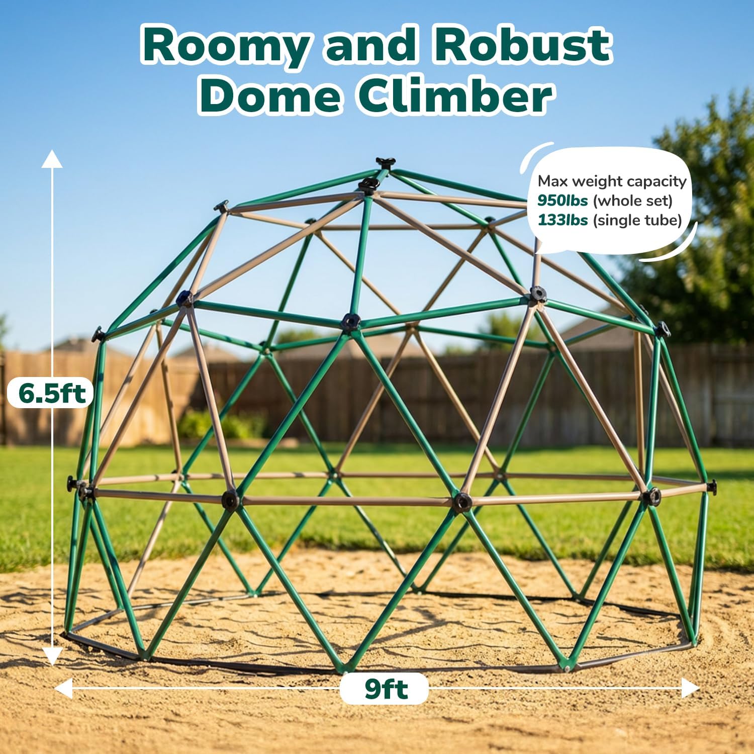 6.5 FT Tall Climbing Dome with - Kids Outdoor Jungle Gym Dome recension och pris