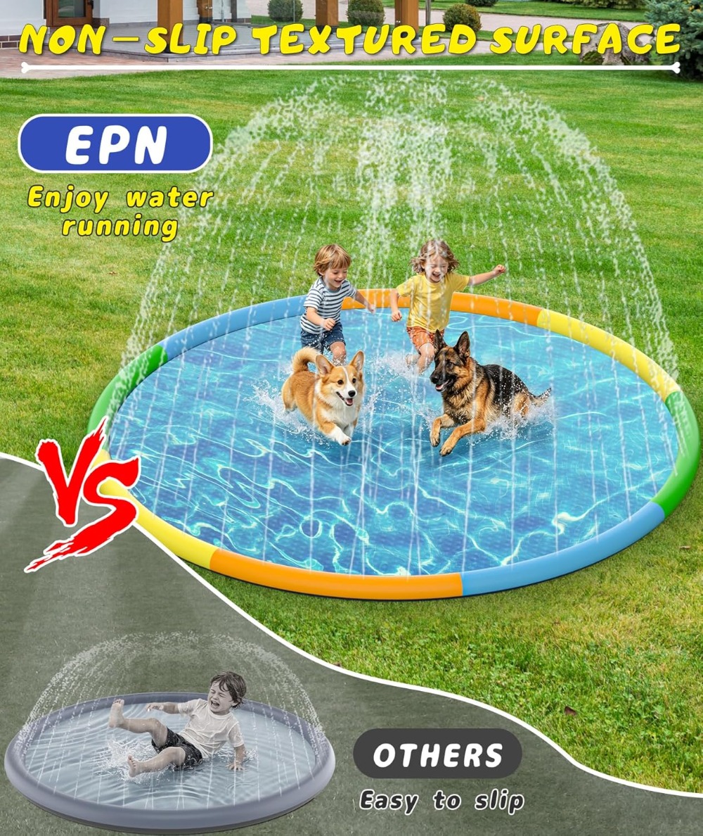 13FT Extra Large Splash Pad, T - Kids Outdoor Water Sprinkler recension och pris